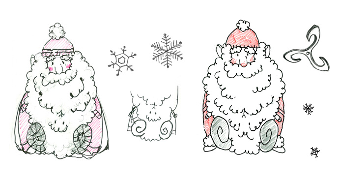 クリスマスカードの下書きイラスト