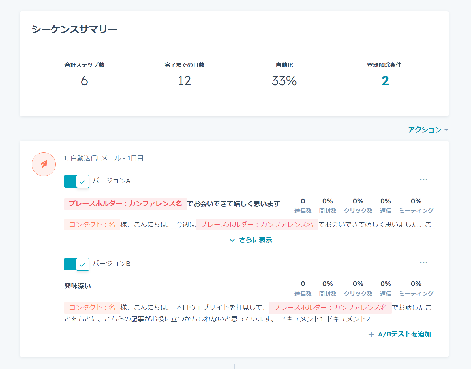 シーケンスA/Bテスト