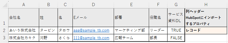 インポートするファイルのイメージ