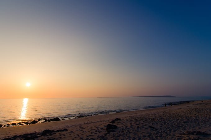 長間浜の夕日